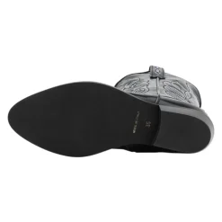 Zwarte leren westernlaarzen met borduurwerk