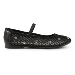 Zwarte Mesh Balletflats met Studs