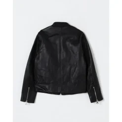 Zwarte Moto Stijl Leren Jas