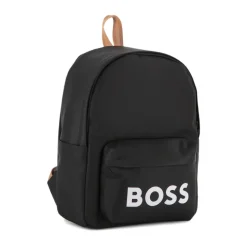 Zwarte Nylon Rugzak met Voorvak