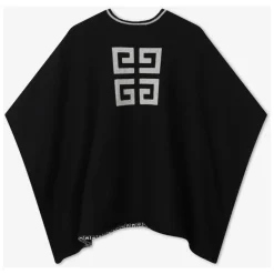 Zwarte Omkeerbare Cape met Jacquard Patroon