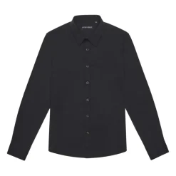 Zwarte overhemd met lange mouwen en knoopsluiting