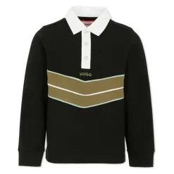 Zwarte polo met lange mouwen