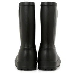 Zwarte Regenlaarzen Leer Stof Ronde Neus
