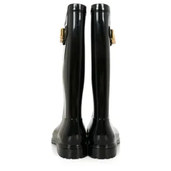 Zwarte regenlaarzen met metalen logo