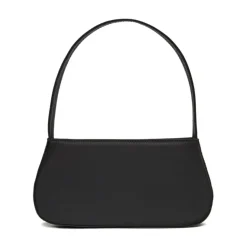 Zwarte Schoudertas met Geborduurd Logo