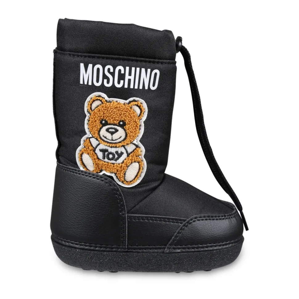 Zwarte Shearling Snowboots met Teddybeer