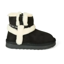 Zwarte Suède Enkellaarzen met Nepbont