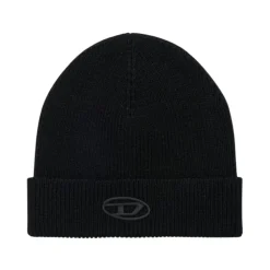 Zwarte wollen en acryl geborduurde muts