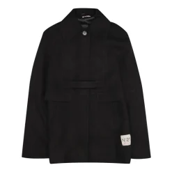 Zwarte wollen kindercape met knoopsluiting